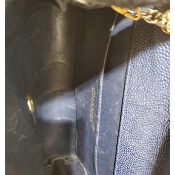 Authentic CHANEL Navy Blue Quilted Caviar Leather CC Small Flap Bag - Picture 7 of 11